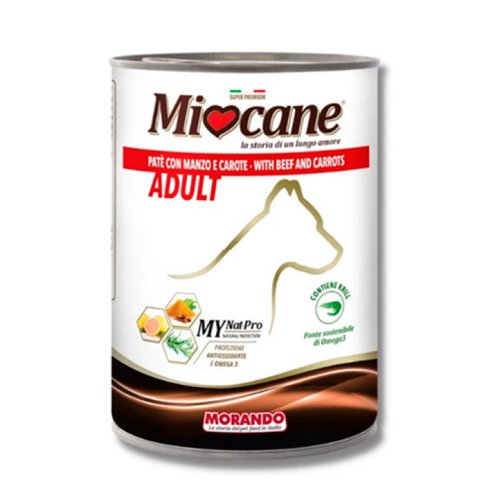 Miocane Adult Beef and Carrots, 400 g - Вологий корм для дорослих собак з яловичиною і морквою, 400 г