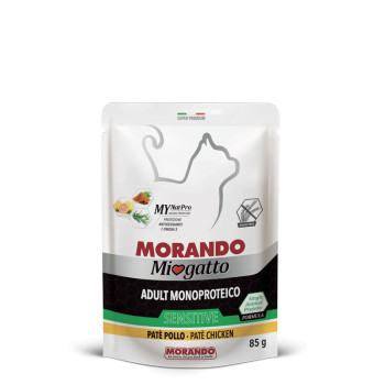 Miogatto Sensitive Monoprotein Chicken, 85 g - Вологий корм для кішок з чутливим травленням, з куркою, 85 г