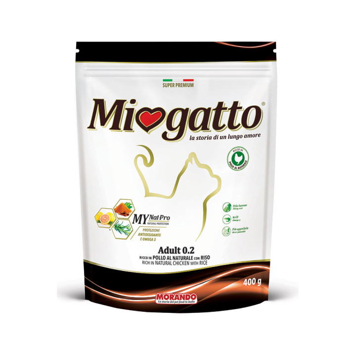 Miogatto Adult 0.2 Chicken and Rice, 400 g - Сухий корм для дорослих котів з куркою та рисом, 400 г