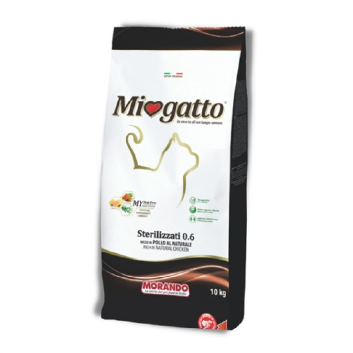 Miogatto Sterilized 0.6 Сhicken, breeder, 10 kg - Сухий корм для стерилізованих кішок з куркою, 10 кг