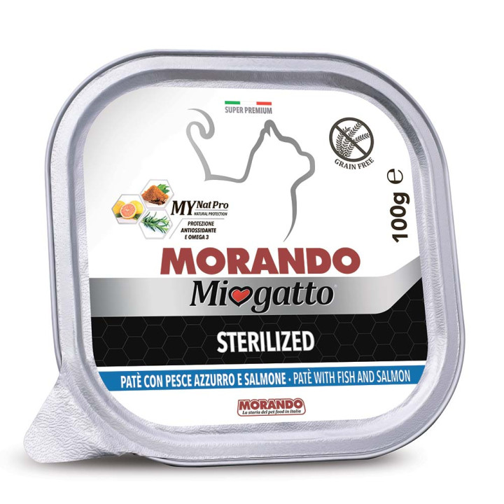 Miogatto Sterilized Fish and Salmon, 100 g - Вологий корм для стерилізованих кішок з рибою і лососем, 100 г