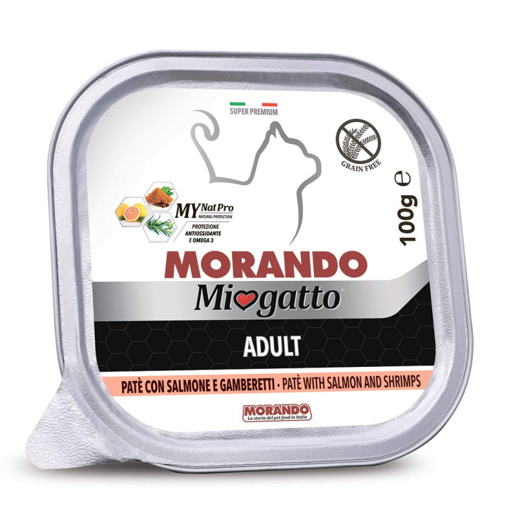 Miogatto Adult Salmon and Shrimps, 100 g - Вологий корм для дорослих кішок з лососем та креветками, 100 г