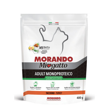 Miogatto Adult Sensitive Monoprotein Turkey, 400 g - Сухий корм для дорослих котів з чутливим травленням, з індичкою, 400 г