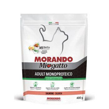 Miogatto Adult Sensitive Monoprotein Salmon, 400 g - Сухий корм для дорослих котів з чутливим травленням, з лососем, 400 г