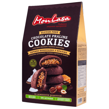 Печиво MonLasa Праліне з лісовим горіхом безглютенове,120г Печиво MonLasa Праліне з лісовим горіхом безглютенове,120г