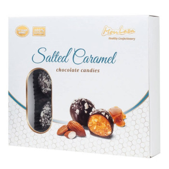 Цукерки шоколадні MonLasa Солона карамель з мигдалем в коробці, 140г Цукерки шоколадні MonLasa Солона карамель з мигдалем в коробці, 140г
