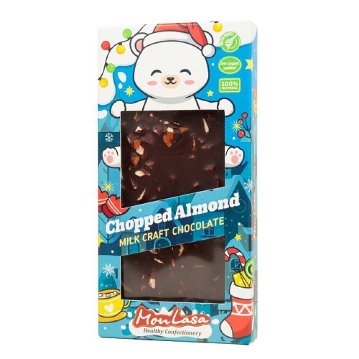 Шоколад MonLasa молочний з подрібненим мигдалем, 80г