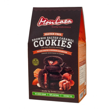 Печиво MonLasa Брауні з начинкою солона карамель, 120г Печиво MonLasa Брауні з начинкою солона карамель, 120г