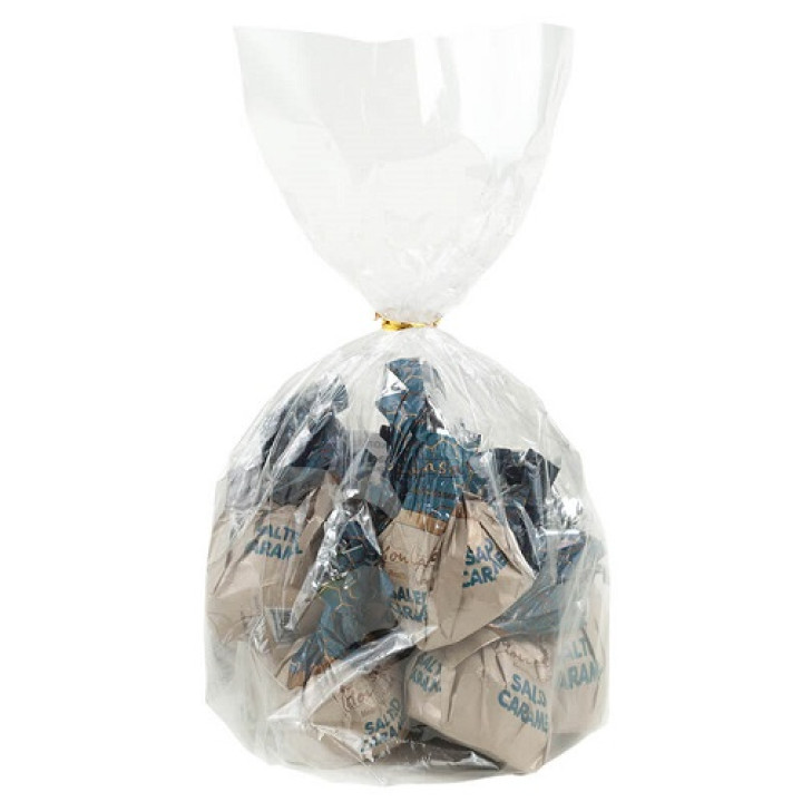 Цукерки шоколадні MonLasa Солона карамель з мигдалем в індивідуальній упаковці, торбинка 160г