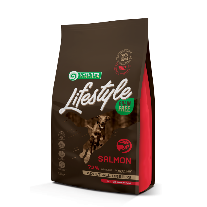 Сухой беззерновой корм с лососем для взрослых собак всех пород Lifestyle Grain Free Salmon Adult All Breeds 1.5кг
