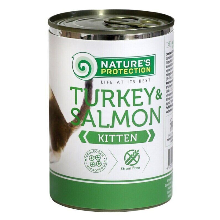 Влажный корм для котят с индейкой и лососем Nature's Protection Kitten Turkey&Salmon 400г