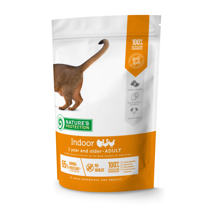 Сухой корм для взрослых кошек живущих в помещении Nature's Protection Indoor 400г