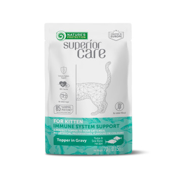 NATURE'S PROTECTION SUPERIOR CARE Immune System Support Kitten All Breeds with Tuna and Sea Bass, влажный корм с тунцом и морским окунем для поддержания иммунной системы котят всех пород, 70 г