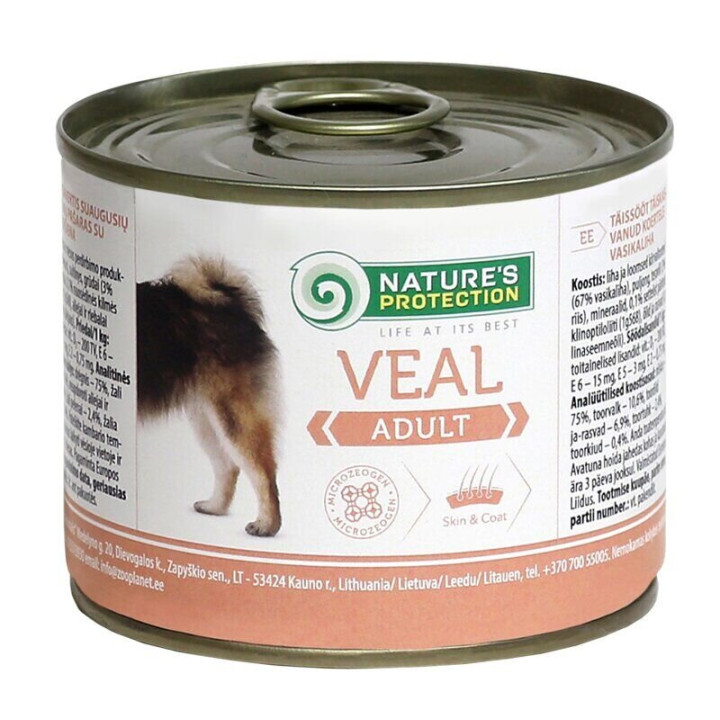 Влажный корм для взрослых всех пород с телятиной Nature's Protection Adult Veal 200г