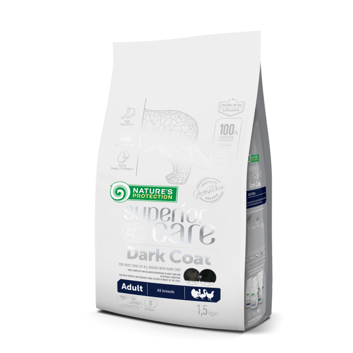 Сухой корм для взрослых собак с черным окрасом шерсти, всех пород Superior Care Dark Coat Adult All Breeds 1.5кг