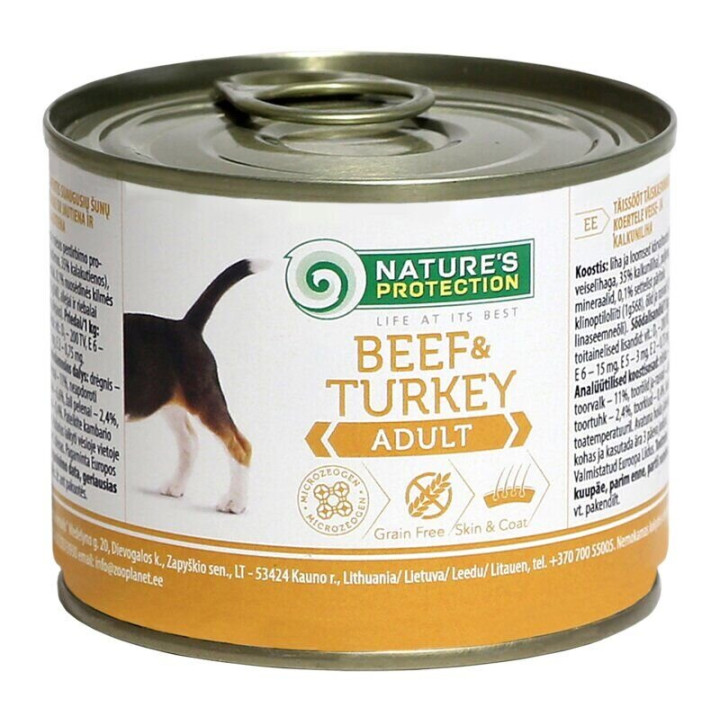 Влажный корм для взрослых собак всех пород с говядиной и индейкой Nature's Protection Adult Beef&Turkey 200г