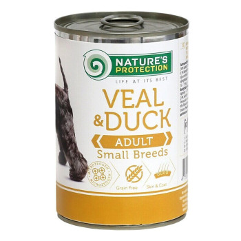 Влажный корм для взрослых собак малых пород с телятиной и уткой Nature's Protection Adult small breed Veal & Duck 400г