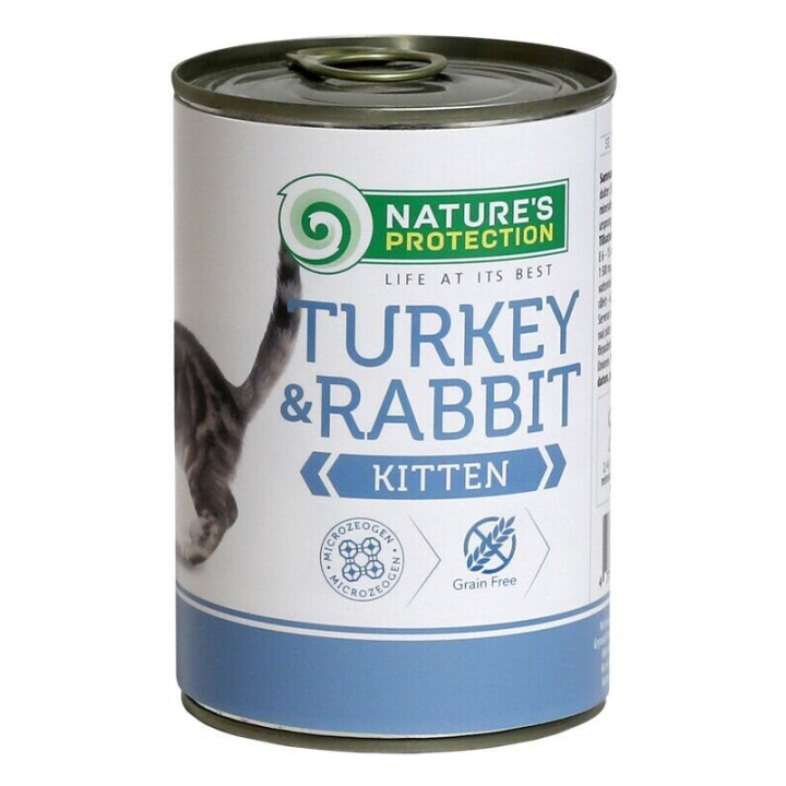Влажный корм с индюшатиной и крольчатиной для молодых котят Nature's Protection Kitten Turkey&Rabbit 400г