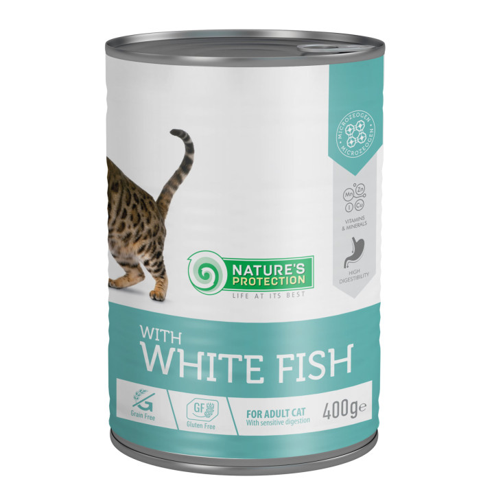 Вологий корм для дорослих котів з білою рибою Nature's Protection with White Fish 400 г