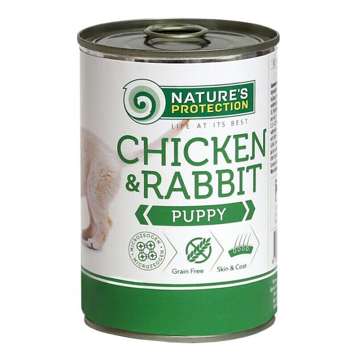 Влажный корм для щенков всех пород с курицей и кроликом Nature's Protection Puppy chicken & rabbit 800г