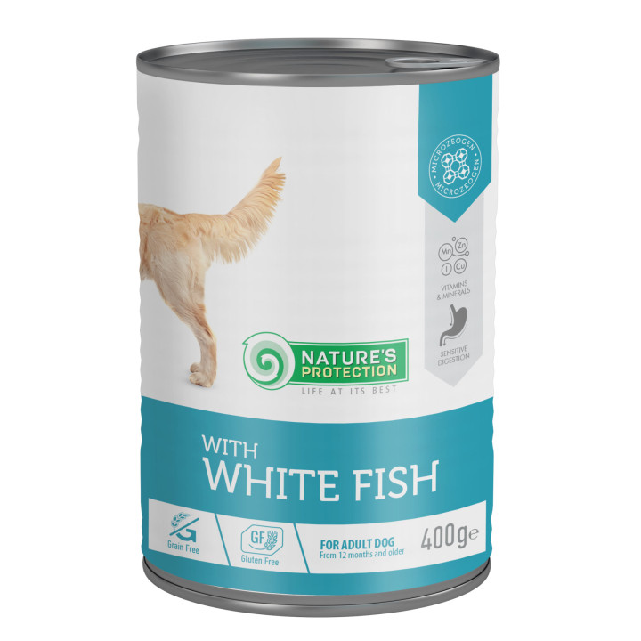Влажный корм для взрослых собак с белой рыбой Nature's Protection with White Fish 400 г