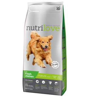 Сухий корм для собак Nutrilove Mature adult з куркою і рисом 3 кг (8595606402379)