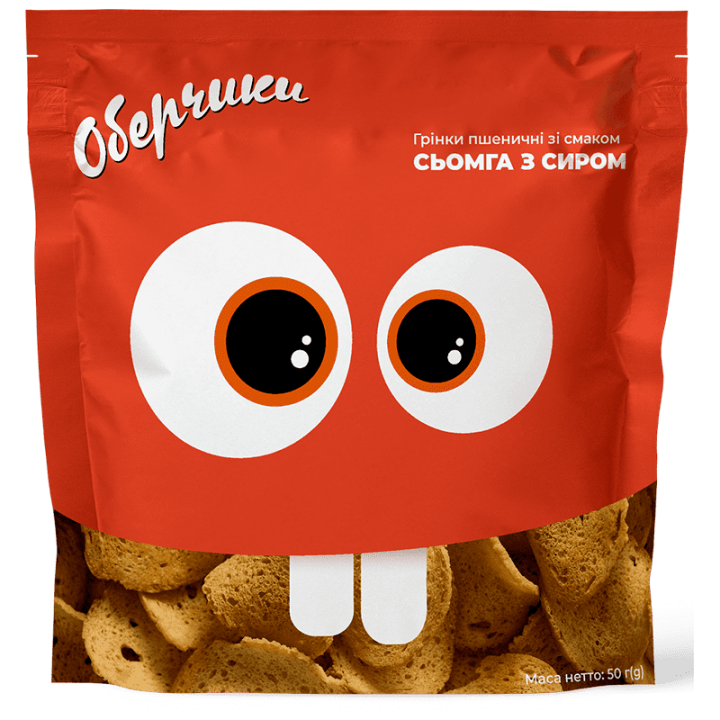 Грінки Оберчики пшеничні зі смаком Сьомга з сиром 50 г