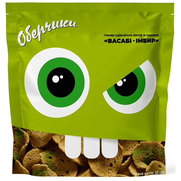 Грінки Оберчики пшенично-житні зі смаком Васабі-імбир 50 г