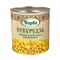 Кукурудза цукрова "Барва" консервована ж/б 420 г (4820141690269)