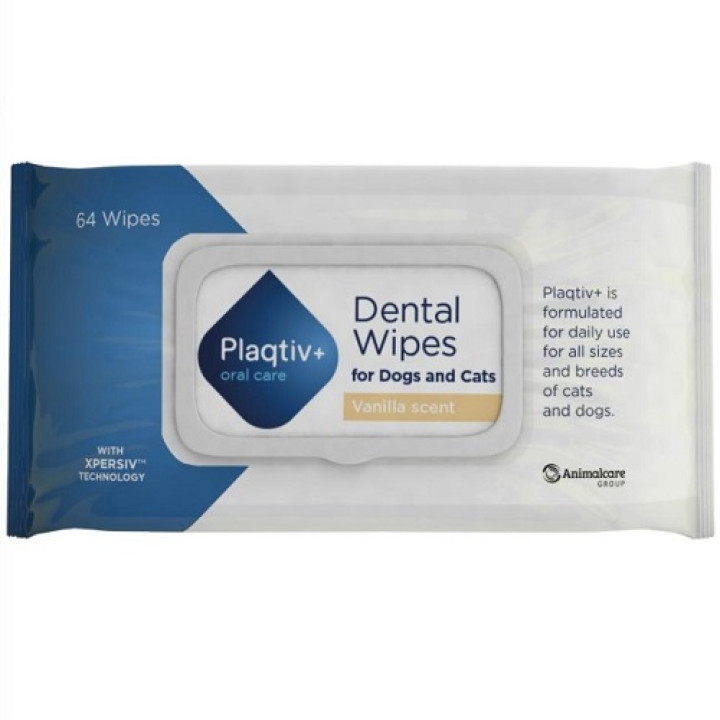Plaqtiv+ Dental Wipes - Салфетки для ухода за зубами для собак и кошек 64 шт (8885)