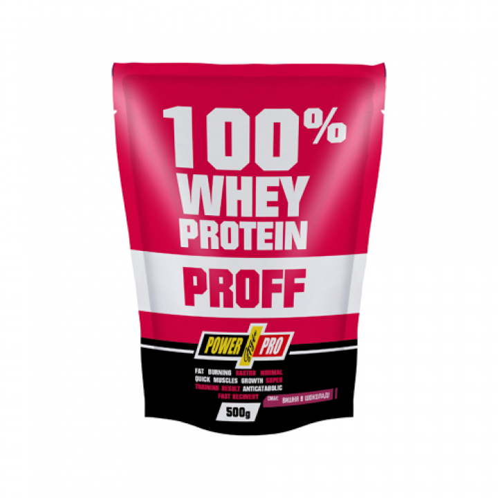 Протеин Power Pro 100 % WHEY PROTEIN PROFF, вишня в шоколаде, 500 г (4820214004535)