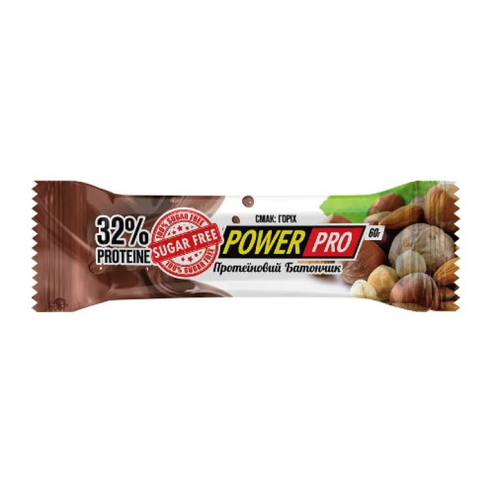 Протеїновий батончик Power Pro 32% білку, без цукру, горіх, 60 г (4820231512648)