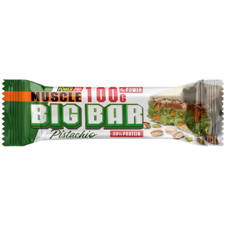 Батончик Power Pro протеїновий 30% білка, без цукру, Muscle Big Bar фісташка, 100 г
