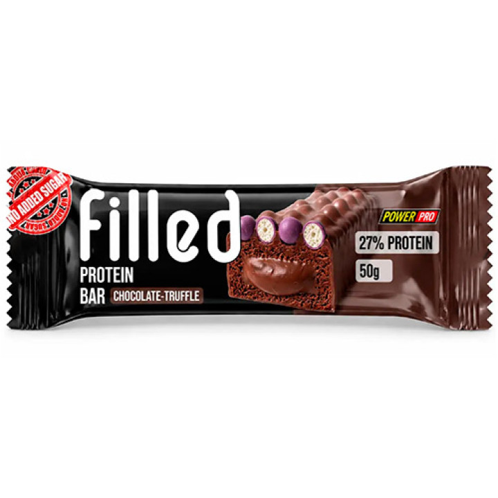 Батончик Power Pro протеїновий 27% білка, без цукру, Filled шоколад-труфалье, 50 г