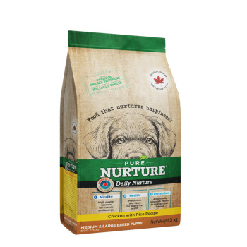 Сухой корм Pure Nurture Daily Power of 3 Chicken with Rice Puppies Medium & Large Breed для щенков средних и крупных пород с курицей и рисом, 3 кг