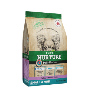 Сухой корм Pure Nurture Daily Power of 3 Turkey with Rice Small & Mini Adult для взрослых собак мелких и миниатюрных пород с индейкой и рисом, 2 кг
