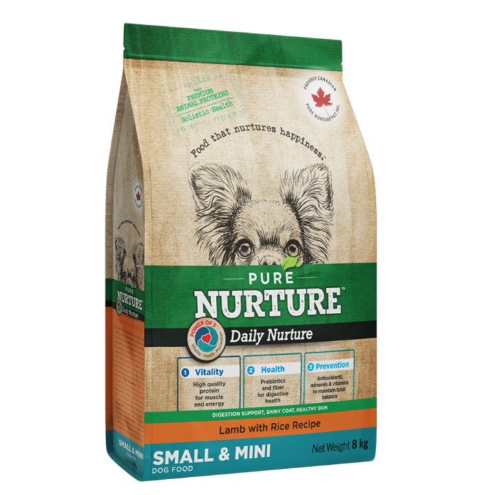 Сухой корм Pure Nurture Daily Power of 3 Lamb with Rice Small & Mini Adult для взрослых собак мелких и миниатюрных пород с ягненком и рисом, 8 кг