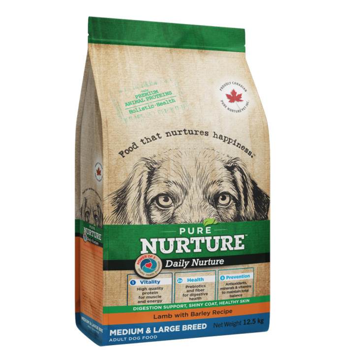 Сухой корм Pure Nurture Daily Power of 3 Lamb with Barley Medium & Large Adult для взрослых собак средних и крупных пород с ягненком и ячменем, 12,5 кг