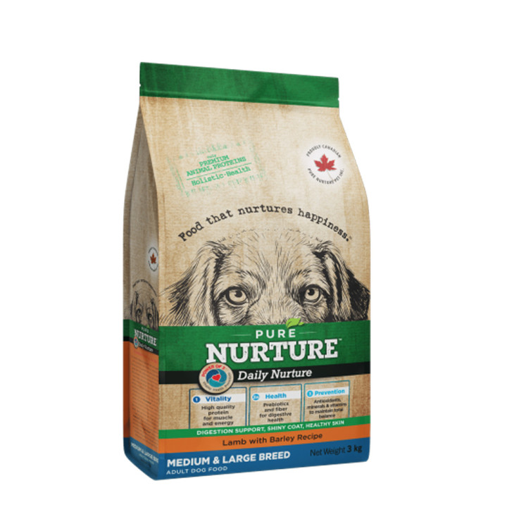 Сухой корм Pure Nurture Daily Power of 3 Lamb with Barley Medium & Large Adult для взрослых собак средних и крупных пород с ягненком и ячменем, 3 кг