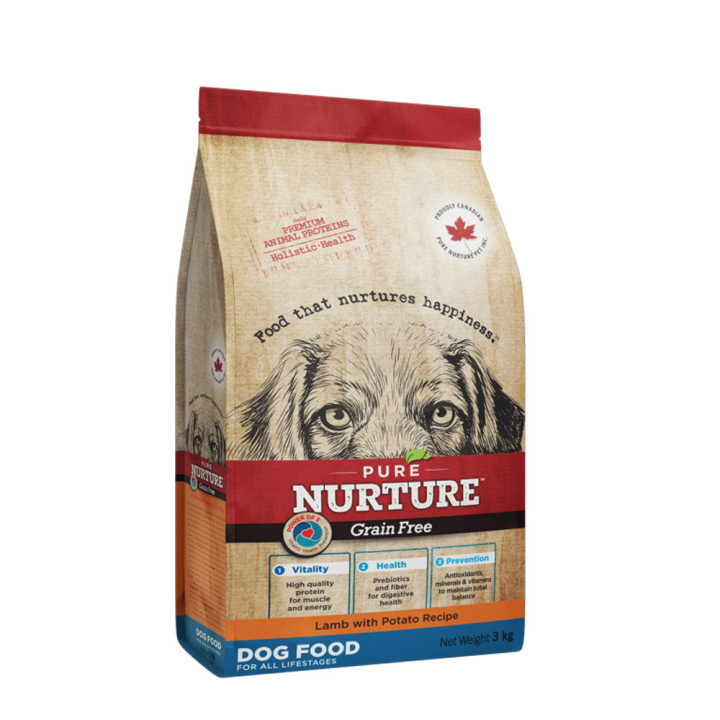 Сухий корм Pure Nurture Grain Free Power of 3 Lamb with Potato All Lifestages Dog для собак на всіх стадіях життя, рецепт з ягням та картоплею, 3 кг