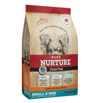 Сухой корм Pure Nurture GrainFree Power of 3 Lamb with Peas Small& Mini Adult для собак мелких и миниатюрных пород на всех этапах жизни, рецепт с ягненком и горохом, 8 кг