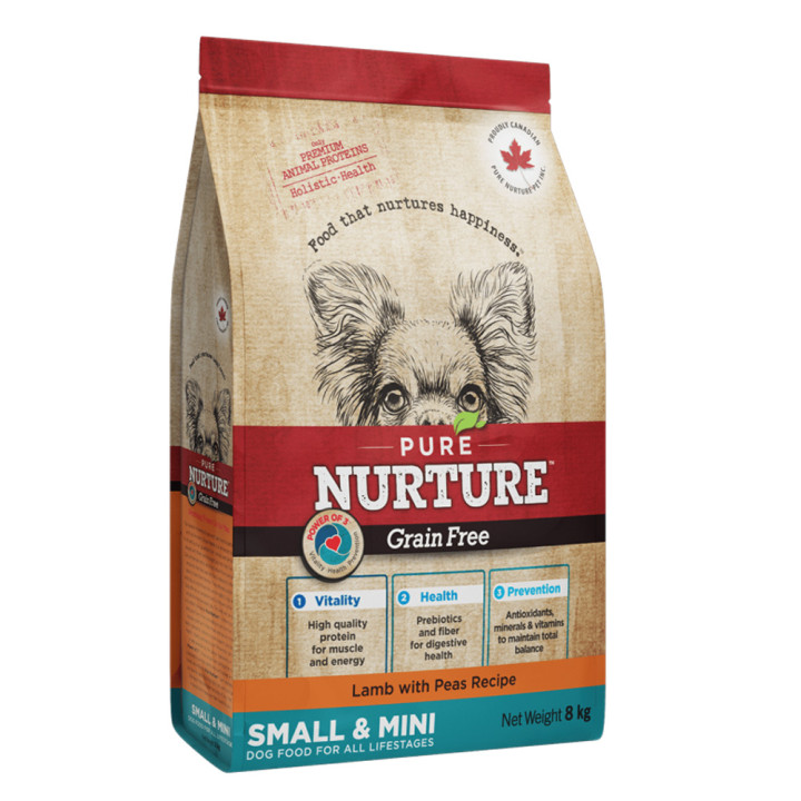 Сухой корм Pure Nurture GrainFree Power of 3 Lamb with Peas Small& Mini Adult для собак мелких и миниатюрных пород на всех этапах жизни, рецепт с ягненком и горохом, 8 кг