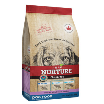 Сухой корм Pure Nurture Grain Free Power of 3 Turkey with Potato All Lifestages Dog для собак на всех этапах жизни, рецепт с индейкой и картофелем, 12,5 кг
