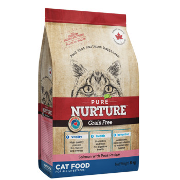 Сухой корм Pure Nurture Grain Free Power of 3 Salmon with Peas All Lifestages Cats для кошек на всех этапах жизни, рецепт с лососем и горохом, 8 кг