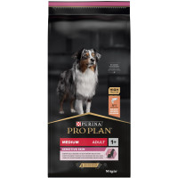 Сухой корм Purina PRO PLAN Medium Adult 1+ Sensitive Skin для собак средних пород, склонных к аллергии, с лососем 14 кг