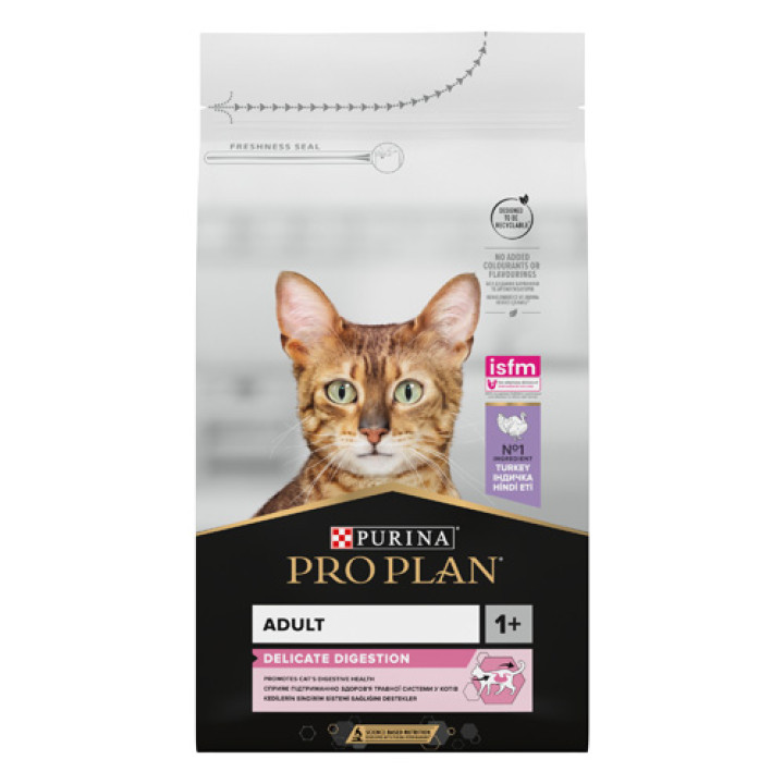 Сухий корм PRO PLAN Adult 1+ Delicate Digestion для дорослих котів з чутливою травною системою з індичкою 1.5 кг