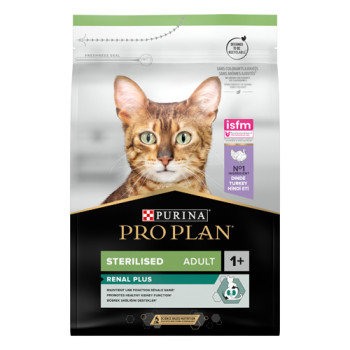 Сухой корм PRO PLAN Sterilised Adult 1+ Renal Plus для взрослых котов после стерилизации с индейкой 3 кг