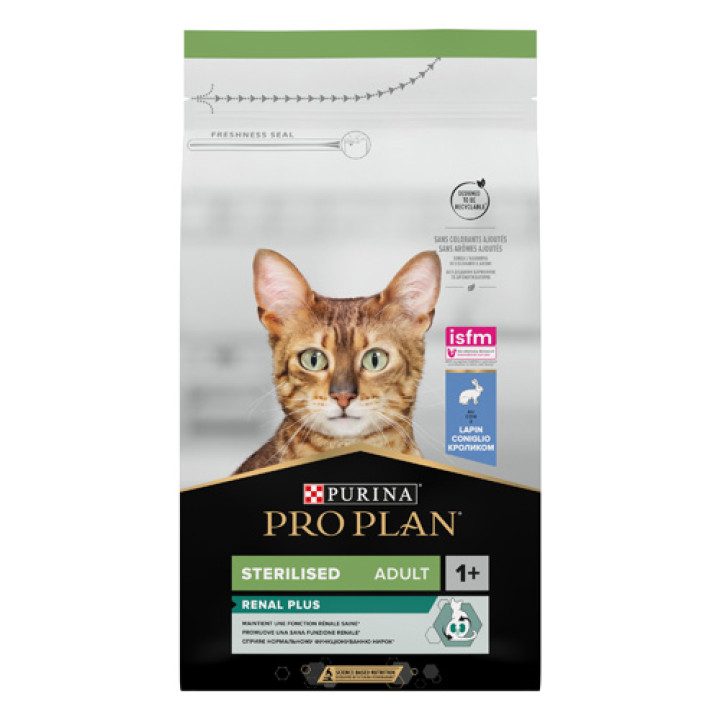 Сухой корм PRO PLAN Sterilised Adult 1+ Renal Plus для взрослых кошек после стерилизации с кроликом 1.5 кг