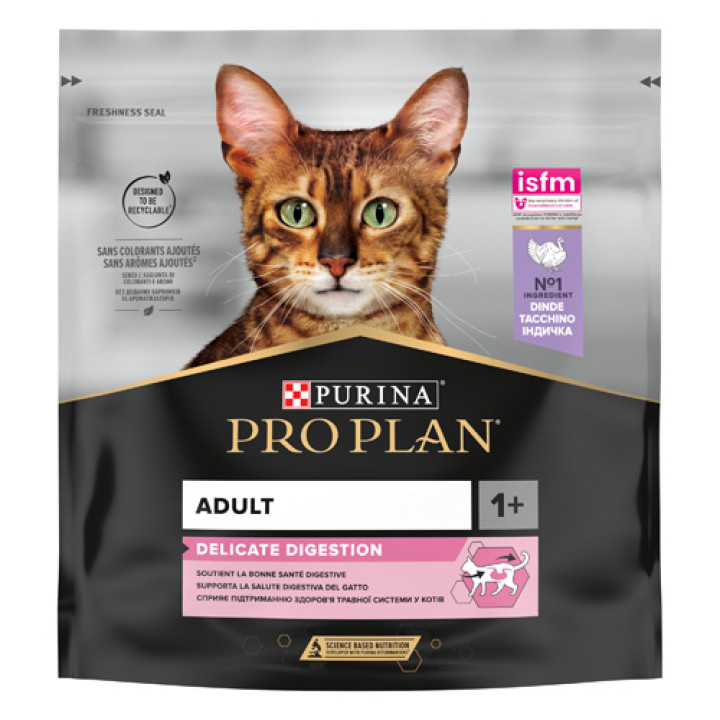 Сухой корм PRO PLAN Adult 1+ Delicate Digestion для взрослых кошек с чувствительной пищеварительной системой с индейкой 400 г