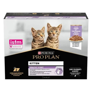 Влажный корм PRO PLAN Kitten Nutrisavour для котят, кусочки с индейкой в подливке, мультипак 10х85 г